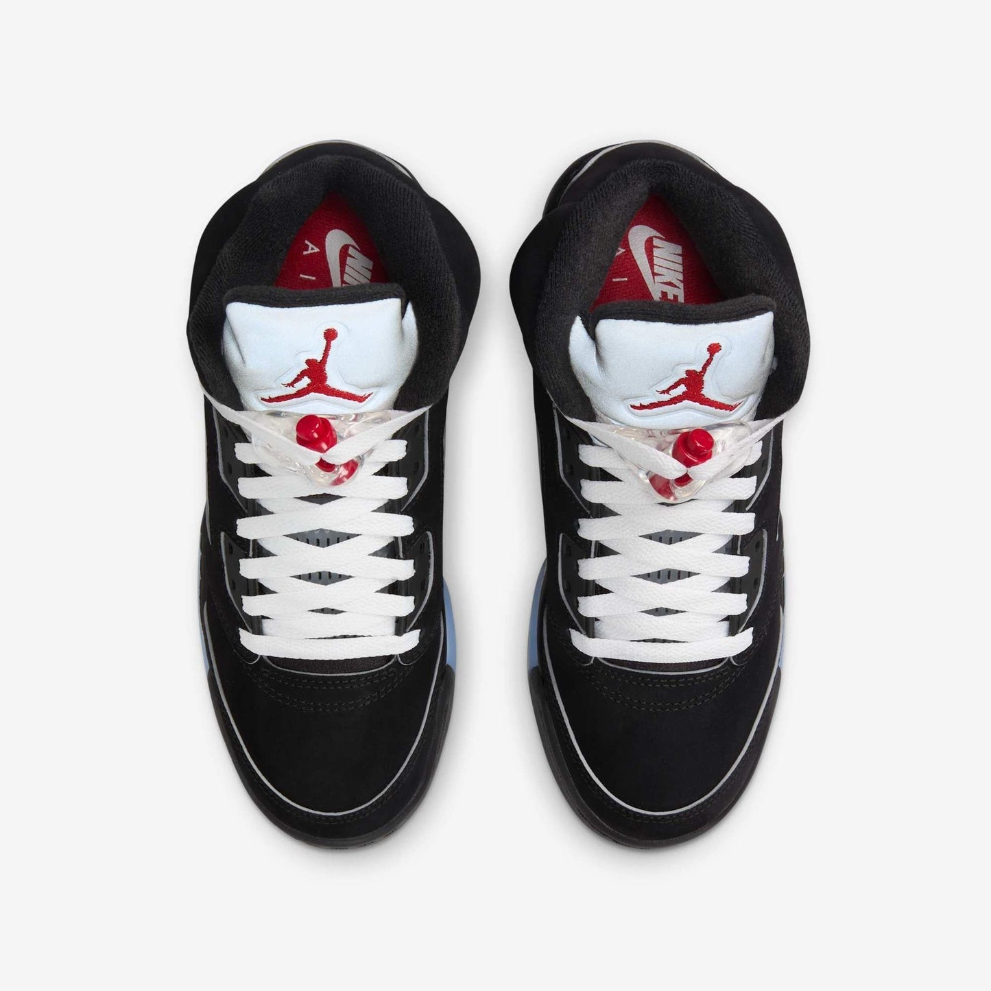 Air Jordan 5 Retro 'Reimagined Black / Metallic Silver' (2025) (GS) [HF3976-001] Athletic Basketball Sports Sneakers in Black / White - Metallic Silver - Fire Red for Unisex Youth Kids Junior Boys Girls - AVBL MRKT (5)