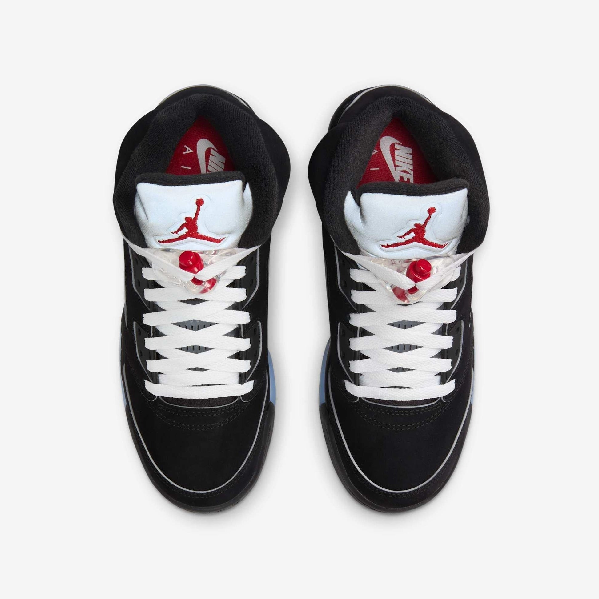 Air Jordan 5 Retro 'Reimagined Black / Metallic Silver' (2025) (GS) [HF3976-001] Athletic Basketball Sports Sneakers in Black / White - Metallic Silver - Fire Red for Unisex Youth Kids Junior Boys Girls - AVBL MRKT (5)