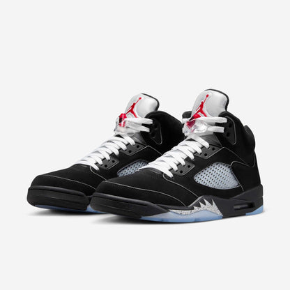 Air Jordan 5 Retro 'Reimagined Black / Metallic Silver' (2025) [HF3975-001] Athletic Basketball Sports Sneakers in Black / White - Metallic Silver - Fire Red for Unisex Adult Mens - AVBL MRKT (1)