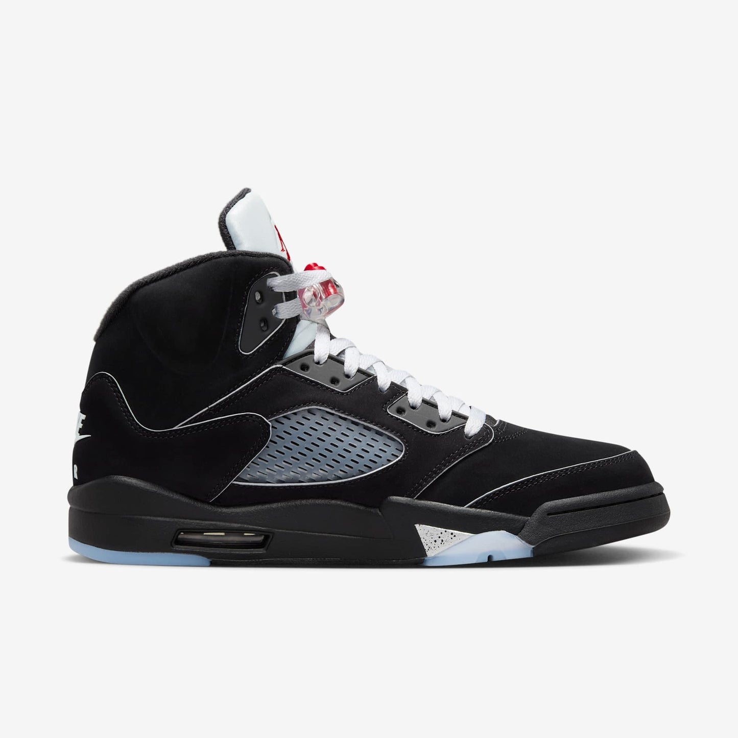 Air Jordan 5 Retro 'Reimagined Black / Metallic Silver' (2025) [HF3975-001] Athletic Basketball Sports Sneakers in Black / White - Metallic Silver - Fire Red for Unisex Adult Mens - AVBL MRKT (4)