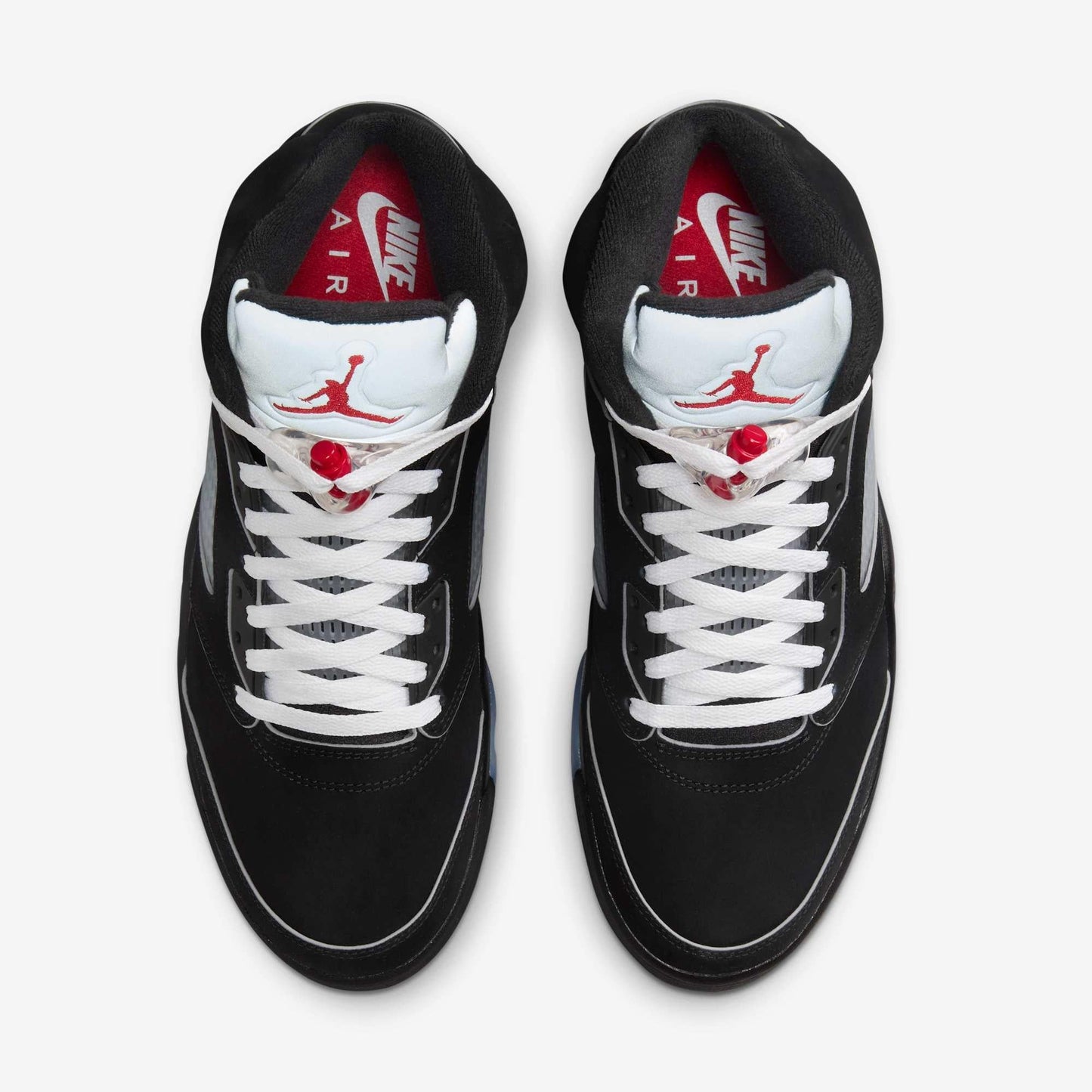 Air Jordan 5 Retro 'Reimagined Black / Metallic Silver' (2025) [HF3975-001] Athletic Basketball Sports Sneakers in Black / White - Metallic Silver - Fire Red for Unisex Adult Mens - AVBL MRKT (5)