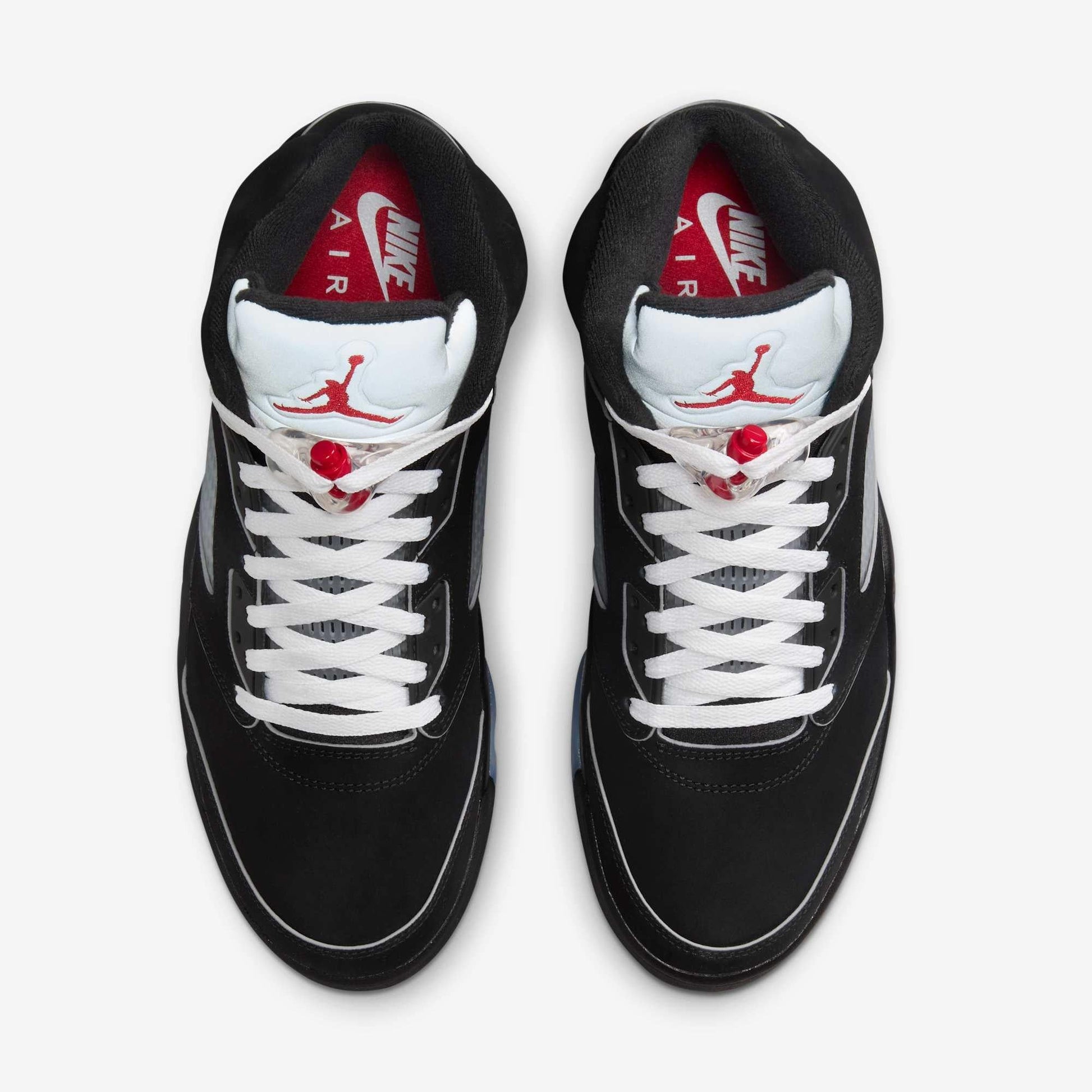 Air Jordan 5 Retro 'Reimagined Black / Metallic Silver' (2025) [HF3975-001] Athletic Basketball Sports Sneakers in Black / White - Metallic Silver - Fire Red for Unisex Adult Mens - AVBL MRKT (5)