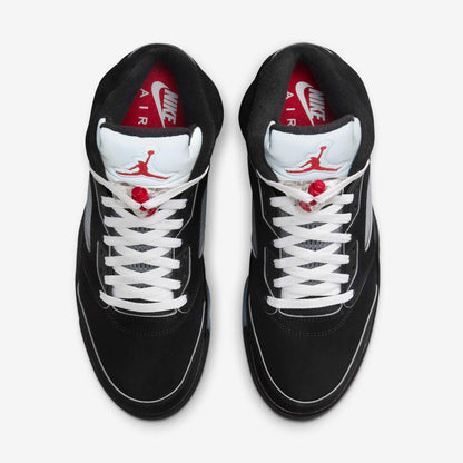 Air Jordan 5 Retro 'Reimagined Black / Metallic Silver' (2025) [HF3975-001] Athletic Basketball Sports Sneakers in Black / White - Metallic Silver - Fire Red for Unisex Adult Mens - AVBL MRKT (5)
