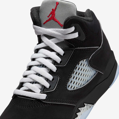 Air Jordan 5 Retro 'Reimagined Black / Metallic Silver' (2025) (PS) [HF3978-001] Athletic Basketball Sports Sneakers in Black / White - Metallic Silver - Fire Red for Unisex Little Kids Pre-School Boys Girls - AVBL MRKT (7)