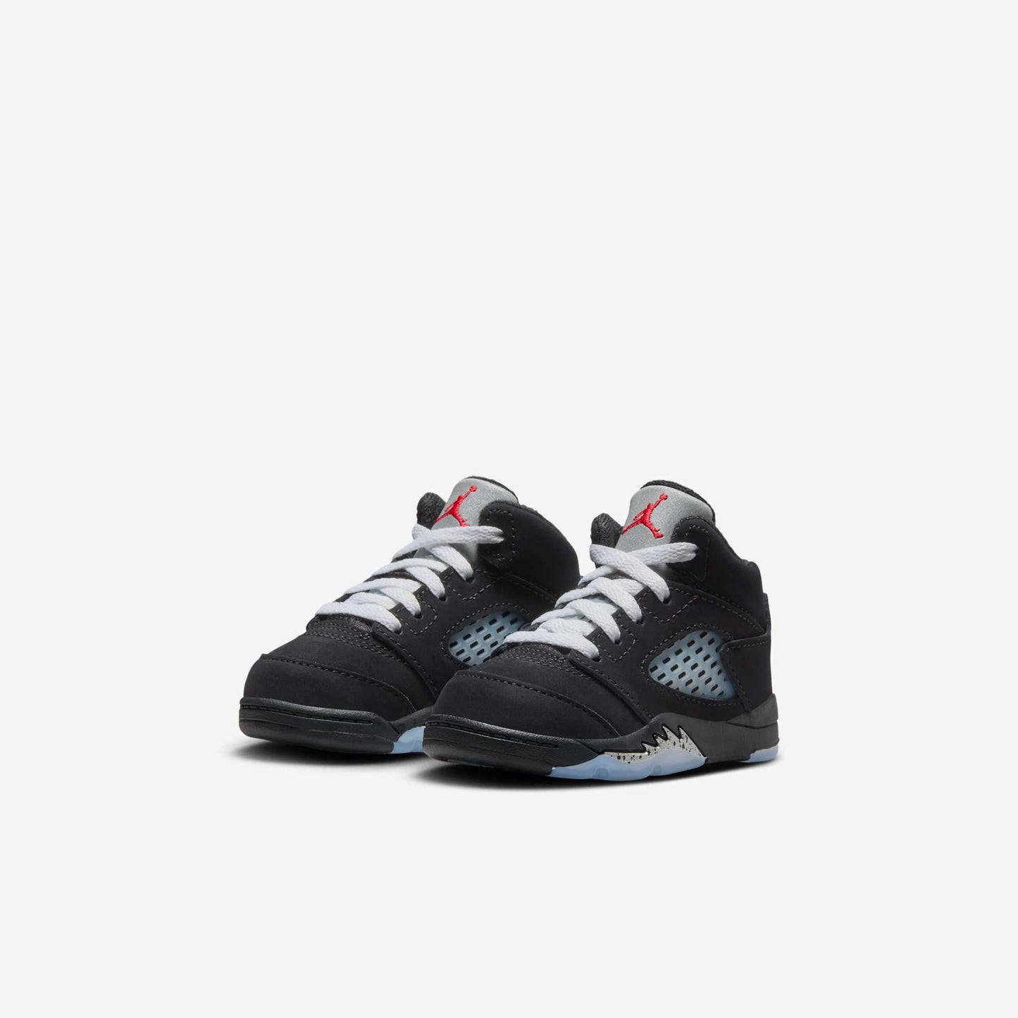 Air Jordan 5 Retro 'Reimagined Black / Metallic Silver' (2025) (TD) [HF3977-001] Athletic Basketball Sports Sneakers in Black / White - Metallic Silver - Fire Red for Unisex Baby Infant Toddler - AVBL MRKT (1)