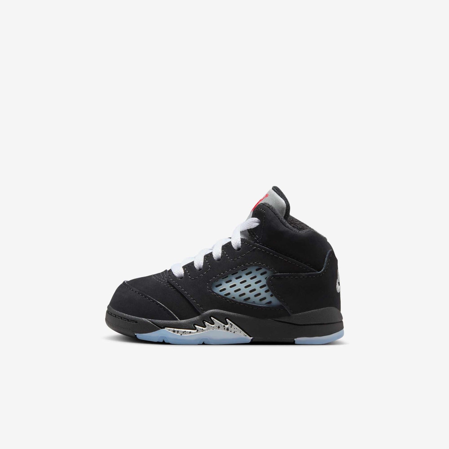 Air Jordan 5 Retro 'Reimagined Black / Metallic Silver' (2025) (TD) [HF3977-001] Athletic Basketball Sports Sneakers in Black / White - Metallic Silver - Fire Red for Unisex Baby Infant Toddler - AVBL MRKT (2)