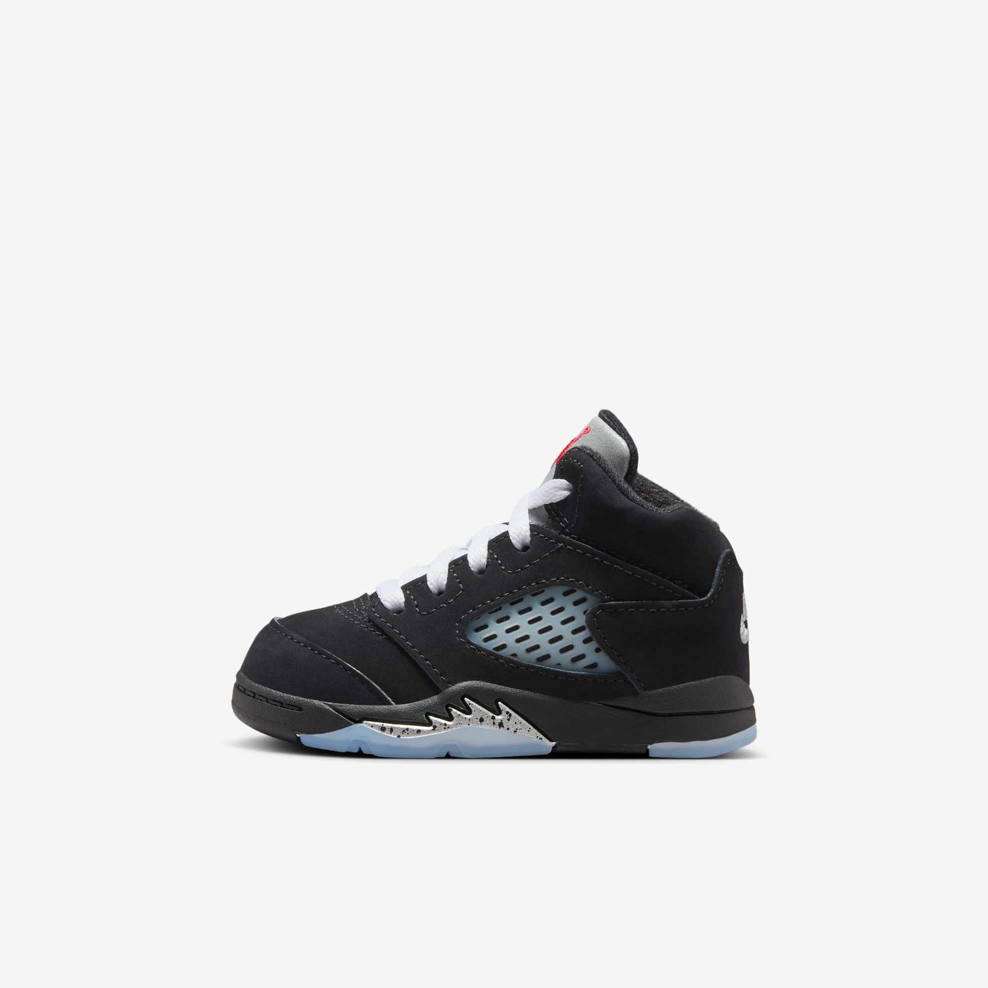 Air Jordan 5 Retro 'Reimagined Black / Metallic Silver' (2025) (TD) [HF3977-001] Athletic Basketball Sports Sneakers in Black / White - Metallic Silver - Fire Red for Unisex Baby Infant Toddler - AVBL MRKT (2)