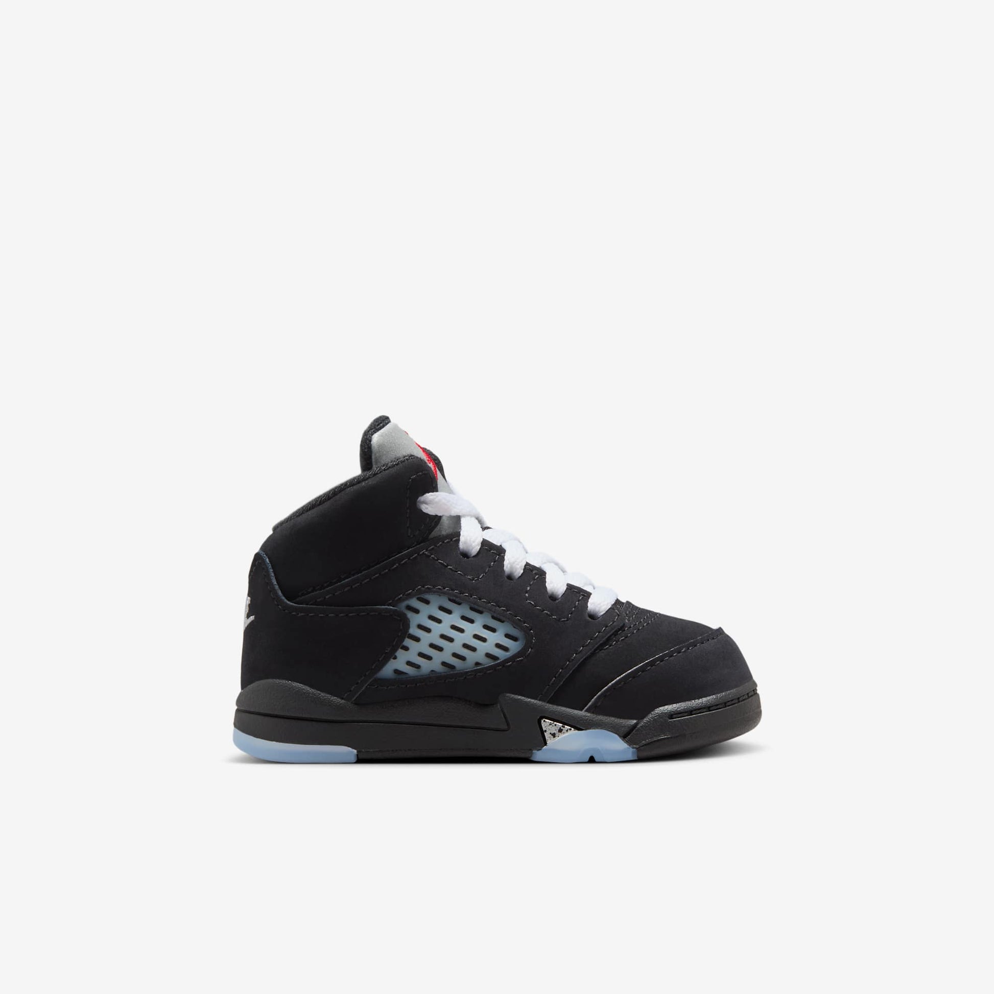 Air Jordan 5 Retro 'Reimagined Black / Metallic Silver' (2025) (TD) [HF3977-001] Athletic Basketball Sports Sneakers in Black / White - Metallic Silver - Fire Red for Unisex Baby Infant Toddler - AVBL MRKT (4)
