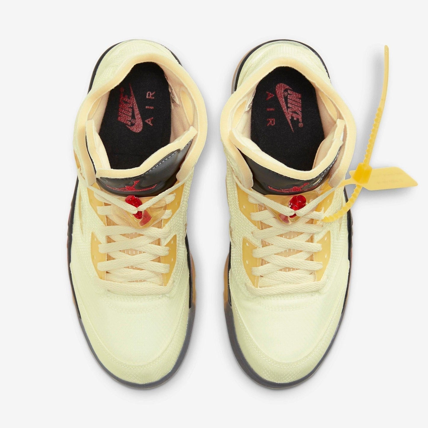 Air Jordan 5 Retro SP x Off-White 'Sail' (2020) [DH8565-100] Athletic Basketball Sports Sneakers in Sail / Fire Red - Muslin - Black for Unisex Adult Mens - AVBL MRKT (5)