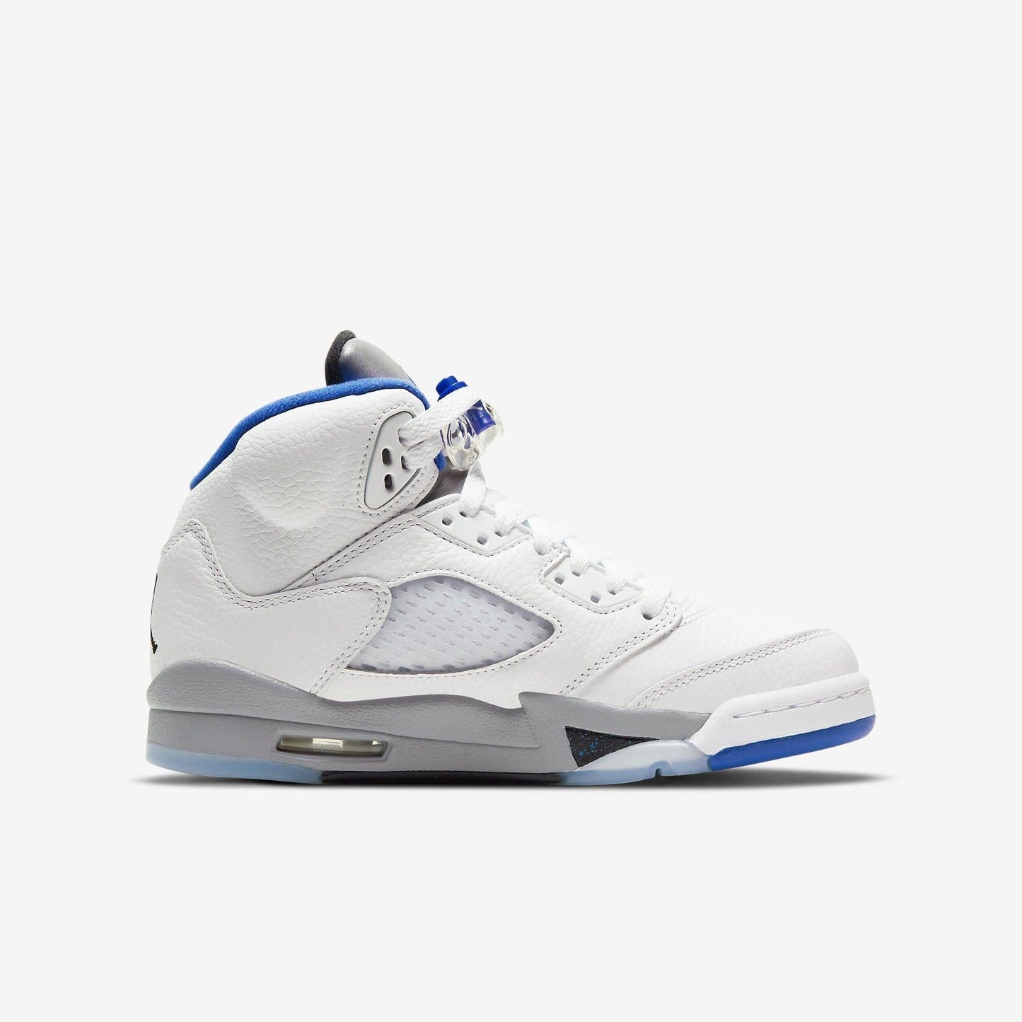 Air Jordan 5 Retro 'Stealth' (2021) (GS) [440888-140] Athletic Basketball Sports Sneakers in White / Hyper Royal - Stealth for Unisex Youth Kids Junior Boys Girls - AVBL MRKT (4)