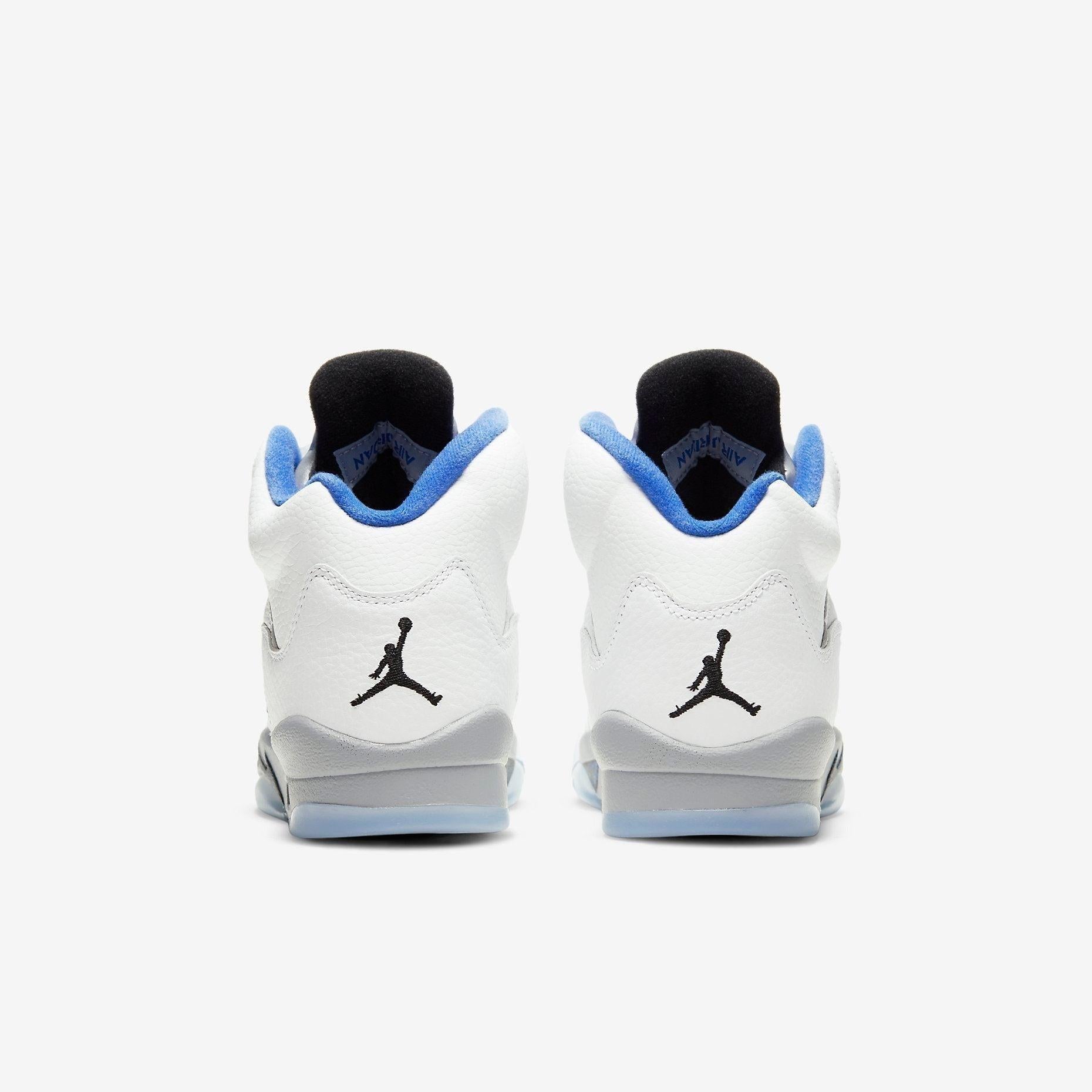 Air Jordan 5 Retro 'Stealth' (2021) (GS) [440888-140] Athletic Basketball Sports Sneakers in White / Hyper Royal - Stealth for Unisex Youth Kids Junior Boys Girls - AVBL MRKT (6)