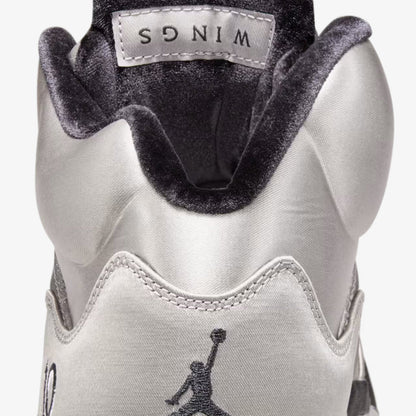 Air Jordan 5 Retro 'Wings / In This House, No One Flies Alone' (2025) (Womens) [IO2038-001] Athletic Basketball Sports Sneakers in Medium Grey / Black - Metallic Silver for Unisex Adult Female Ladies Girls WMNS - AVBL MRKT (10)