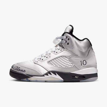 Air Jordan 5 Retro 'Wings / In This House, No One Flies Alone' (2025) (Womens) [IO2038-001] Athletic Basketball Sports Sneakers in Medium Grey / Black - Metallic Silver for Unisex Adult Female Ladies Girls WMNS - AVBL MRKT (2)