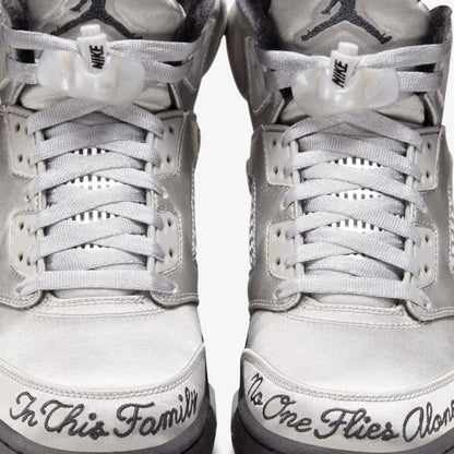 Air Jordan 5 Retro 'Wings / In This House, No One Flies Alone' (2025) (Womens) [IO2038-001] Athletic Basketball Sports Sneakers in Medium Grey / Black - Metallic Silver for Unisex Adult Female Ladies Girls WMNS - AVBL MRKT (6)