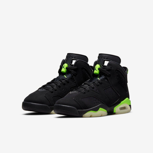 Air Jordan 6 Retro 'Black / Electric Green' (2021) (GS) [384665-003] Athletic Basketball Sports Sneakers in Black / Electric Green for Unisex Youth Kids Junior Boys Girls - AVBL MRKT (1)