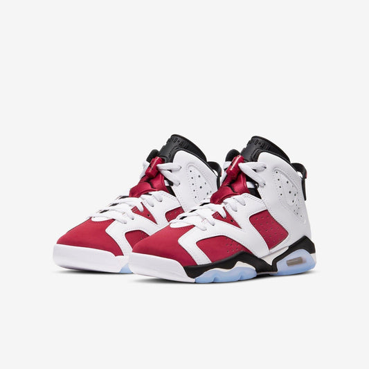 Air Jordan 6 Retro 'Carmine' (2021) (GS) [384665-106] Athletic Basketball Sports Sneakers in White / Carmine - Black for Unisex Youth Kids Junior Boys Girls - AVBL MRKT (1)