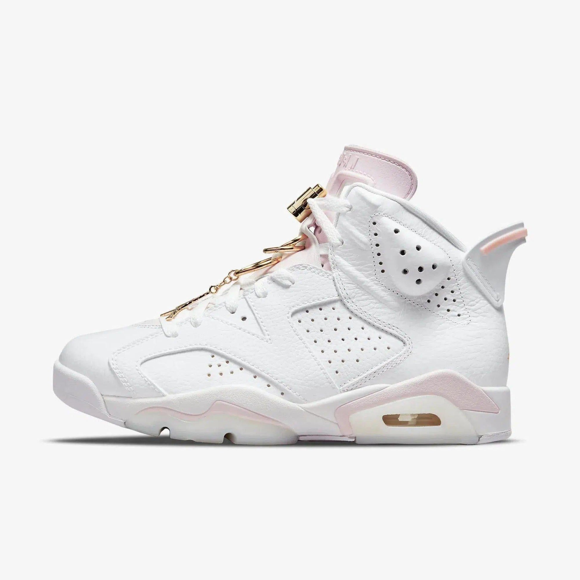 Air Jordan 6 Retro 'Gold Hoops' (2021) (Womens) [DH9696-100] Athletic Basketball Sports Sneakers in White / Metallic Gold - Barely Rose for Unisex Adult Female Ladies Girls WMNS - AVBL MRKT (2)