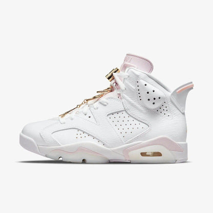 Air Jordan 6 Retro 'Gold Hoops' (2021) (Womens) [DH9696-100] Athletic Basketball Sports Sneakers in White / Metallic Gold - Barely Rose for Unisex Adult Female Ladies Girls WMNS - AVBL MRKT (2)