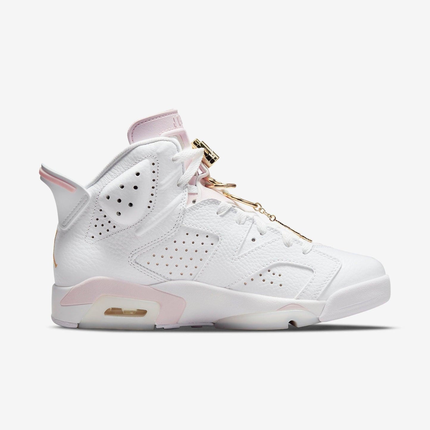 Air Jordan 6 Retro 'Gold Hoops' (2021) (Womens) [DH9696-100] Athletic Basketball Sports Sneakers in White / Metallic Gold - Barely Rose for Unisex Adult Female Ladies Girls WMNS - AVBL MRKT (4)