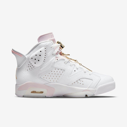 Air Jordan 6 Retro 'Gold Hoops' (2021) (Womens) [DH9696-100] Athletic Basketball Sports Sneakers in White / Metallic Gold - Barely Rose for Unisex Adult Female Ladies Girls WMNS - AVBL MRKT (4)