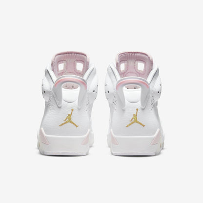Air Jordan 6 Retro 'Gold Hoops' (2021) (Womens) [DH9696-100] Athletic Basketball Sports Sneakers in White / Metallic Gold - Barely Rose for Unisex Adult Female Ladies Girls WMNS - AVBL MRKT (6)