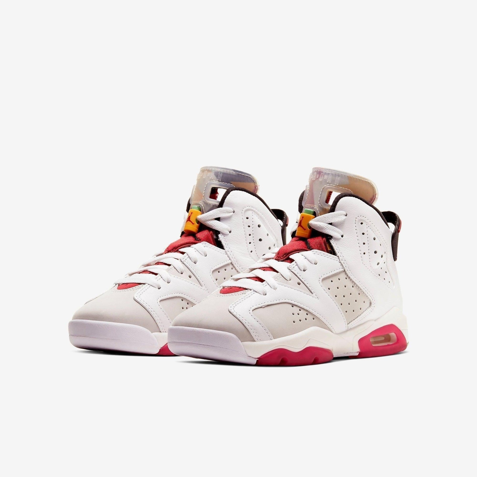 Air Jordan 6 Retro 'Hare' (2020) (GS) [384665-062] Athletic Basketball Sports Sneakers in Neutral Grey / Black - White - Varsity Red for Unisex Youth Kids Junior Boys Girls - AVBL MRKT (1)