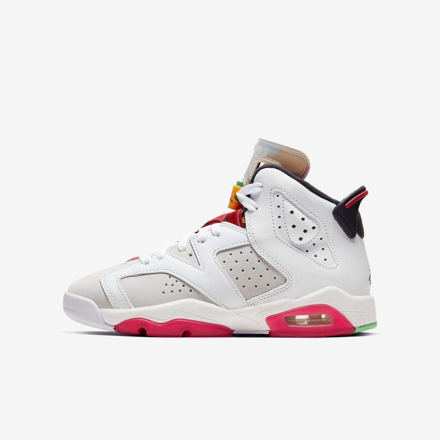 Air Jordan 6 Retro 'Hare' (2020) (GS) [384665-062] Athletic Basketball Sports Sneakers in Neutral Grey / Black - White - Varsity Red for Unisex Youth Kids Junior Boys Girls - AVBL MRKT (2)