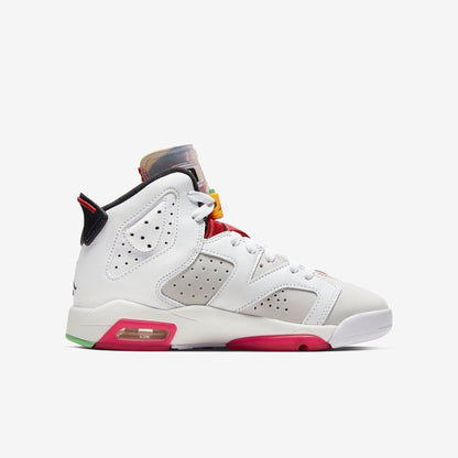 Air Jordan 6 Retro 'Hare' (2020) (GS) [384665-062] Athletic Basketball Sports Sneakers in Neutral Grey / Black - White - Varsity Red for Unisex Youth Kids Junior Boys Girls - AVBL MRKT (4)