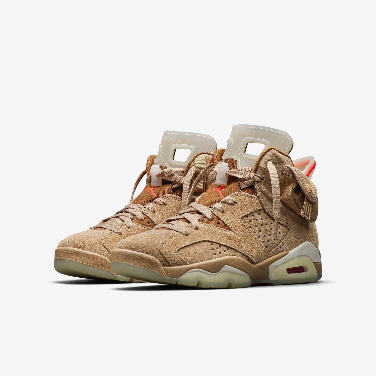 Air Jordan 6 Retro SP x Travis Scott 'Cactus Jack British Khaki' (2021) [DH0690-200] Athletic Basketball Sports Sneakers in British Khaki / Bright Crimson for Unisex Adult Mens - AVBL MRKT (1)