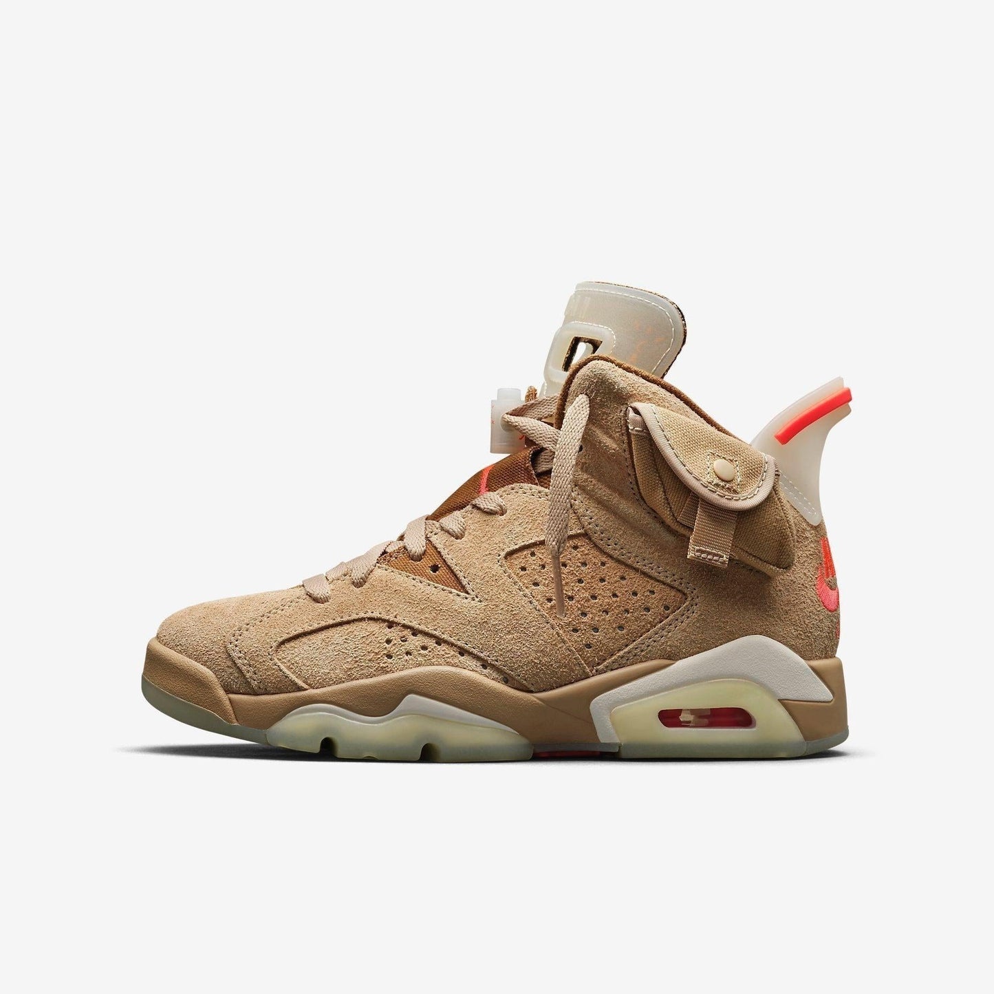 Air Jordan 6 Retro SP x Travis Scott 'Cactus Jack British Khaki' (2021) [DH0690-200] Athletic Basketball Sports Sneakers in British Khaki / Bright Crimson for Unisex Adult Mens - AVBL MRKT (2)