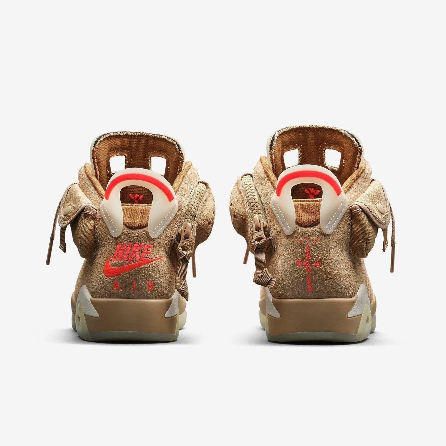 Air Jordan 6 Retro SP x Travis Scott 'Cactus Jack British Khaki' (2021) [DH0690-200] Athletic Basketball Sports Sneakers in British Khaki / Bright Crimson for Unisex Adult Mens - AVBL MRKT (5)