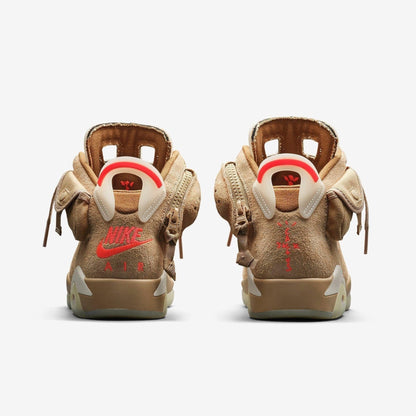Air Jordan 6 Retro SP x Travis Scott 'Cactus Jack British Khaki' (2021) [DH0690-200] Athletic Basketball Sports Sneakers in British Khaki / Bright Crimson for Unisex Adult Mens - AVBL MRKT (5)
