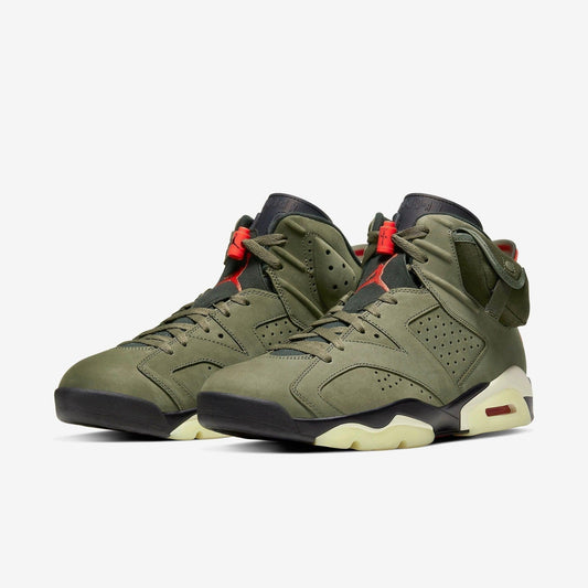 Air Jordan 6 Retro SP x Travis Scott 'Cactus Jack Medium Olive' (2019) [CN1084-200] Athletic Basketball Sports Sneakers in Medium Olive / Infrared - Black for Unisex Adult Mens - AVBL MRKT (1)