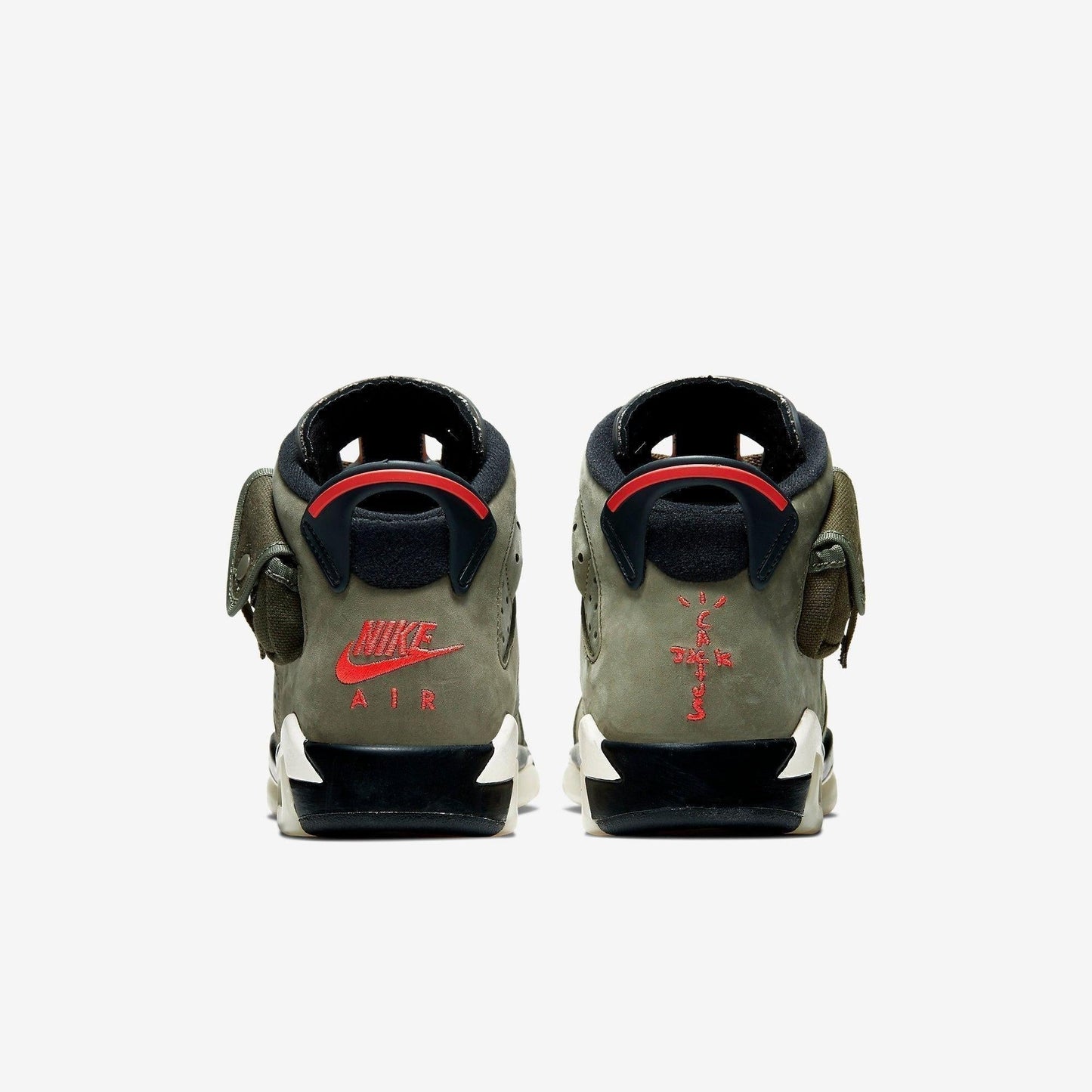 Air Jordan 6 Retro SP x Travis Scott 'Cactus Jack Medium Olive' (2019) (GS) [CN1085-200] Athletic Basketball Sports Sneakers in Medium Olive / Infrared - Black for Unisex Youth Kids Junior Boys Girls - AVBL MRKT (6)