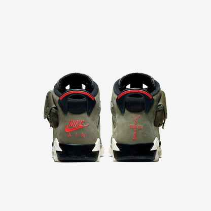 Air Jordan 6 Retro SP x Travis Scott 'Cactus Jack Medium Olive' (2019) (GS) [CN1085-200] Athletic Basketball Sports Sneakers in Medium Olive / Infrared - Black for Unisex Youth Kids Junior Boys Girls - AVBL MRKT (6)