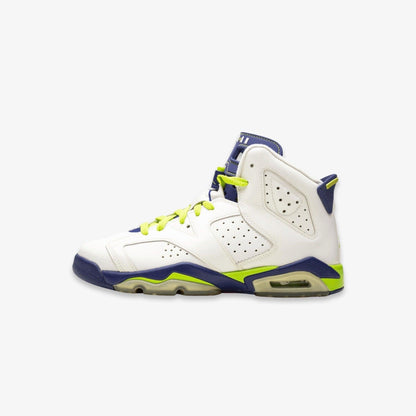 Air Jordan 6 Retro 'Seahawks' (2014) (GS) [543390-108] Athletic Basketball Sports Sneakers in White / Fierce Green - Deep Royal Blue - Hyper Pink for Unisex Youth Kids Junior Boys Girls - AVBL MRKT (2)