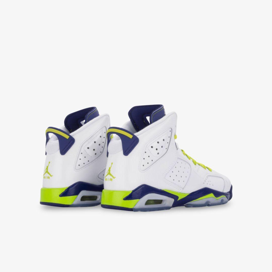 Air Jordan 6 Retro 'Seahawks' (2014) (GS) [543390-108] Athletic Basketball Sports Sneakers in White / Fierce Green - Deep Royal Blue - Hyper Pink for Unisex Youth Kids Junior Boys Girls - AVBL MRKT (4)
