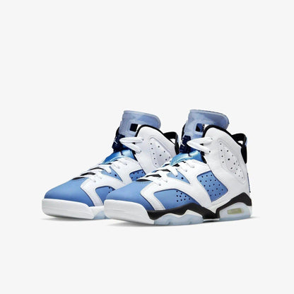 Air Jordan 6 Retro 'White / UNC University Blue' (2022) (GS) [384665-410] Athletic Basketball Sports Sneakers in University Blue / White - Black for Unisex Youth Kids Junior Boys Girls - AVBL MRKT (1)