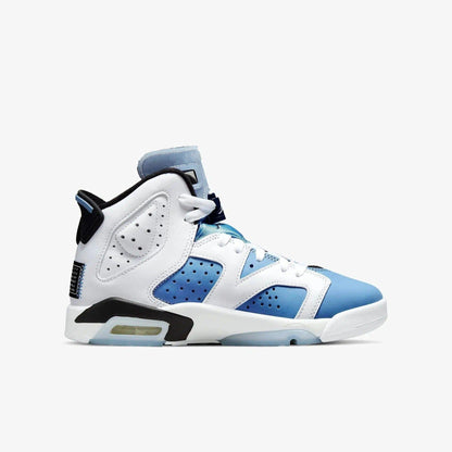 Air Jordan 6 Retro 'White / UNC University Blue' (2022) (GS) [384665-410] Athletic Basketball Sports Sneakers in University Blue / White - Black for Unisex Youth Kids Junior Boys Girls - AVBL MRKT (4)