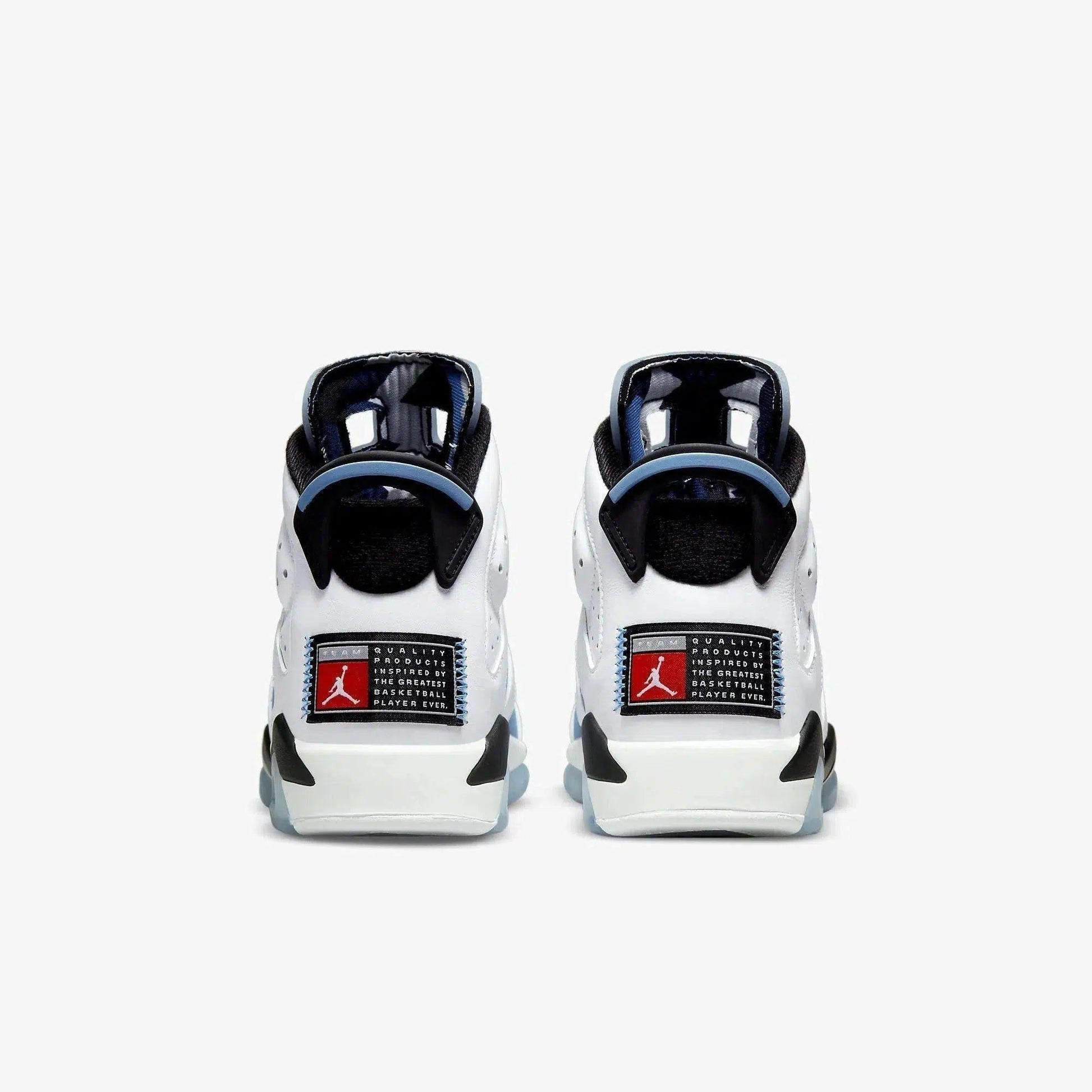 Air Jordan 6 Retro 'White / UNC University Blue' (2022) (GS) [384665-410] Athletic Basketball Sports Sneakers in University Blue / White - Black for Unisex Youth Kids Junior Boys Girls - AVBL MRKT (6)