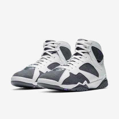 Air Jordan 7 Retro 'Flint Grey' (2021) [CU9307-100] Athletic Basketball Sports Sneakers in White / Varsity Purple for Unisex Adult Mens - AVBL MRKT (1)