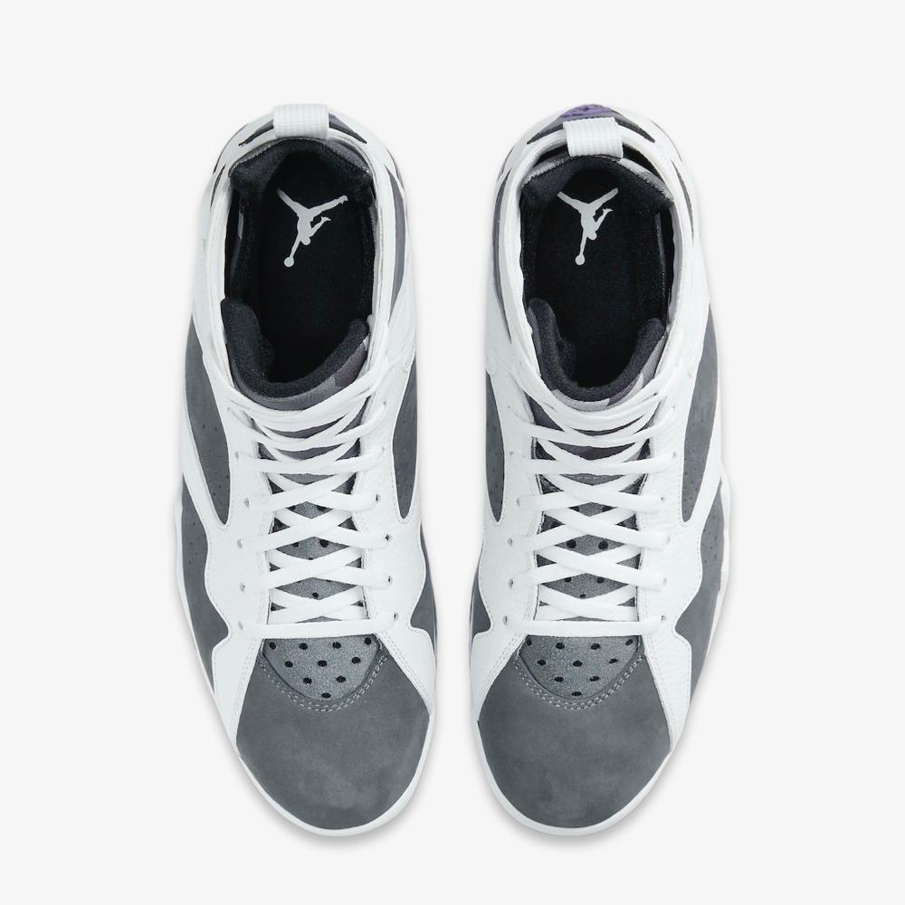 Air Jordan 7 Retro 'Flint Grey' (2021) [CU9307-100] Athletic Basketball Sports Sneakers in White / Varsity Purple for Unisex Adult Mens - AVBL MRKT (5)