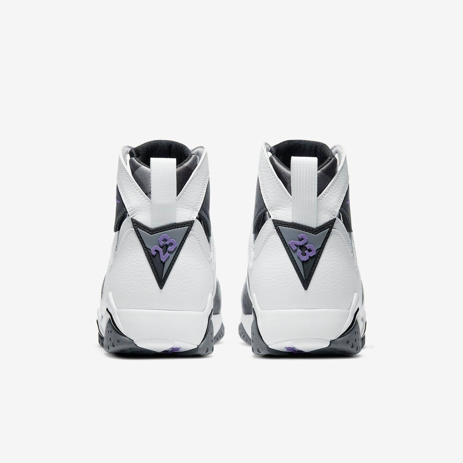 Air Jordan 7 Retro 'Flint Grey' (2021) [CU9307-100] Athletic Basketball Sports Sneakers in White / Varsity Purple for Unisex Adult Mens - AVBL MRKT (6)