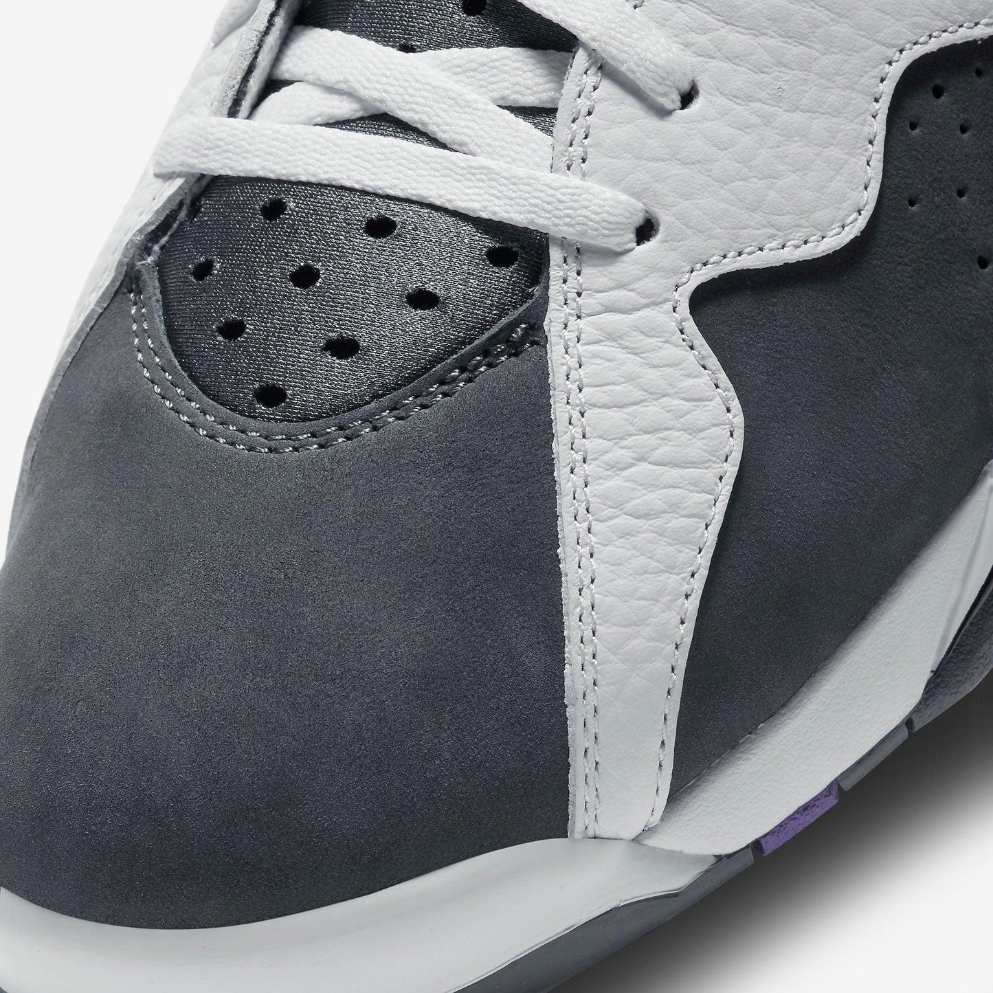 Air Jordan 7 Retro 'Flint Grey' (2021) [CU9307-100] Athletic Basketball Sports Sneakers in White / Varsity Purple for Unisex Adult Mens - AVBL MRKT (7)