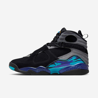 Air Jordan 8 Retro 'Aqua' (2025) [305381-006] Athletic Basketball Sports Sneakers in Black / True Red - Flint Grey - Bright Concord for Unisex Adult Mens - AVBL MRKT (2)