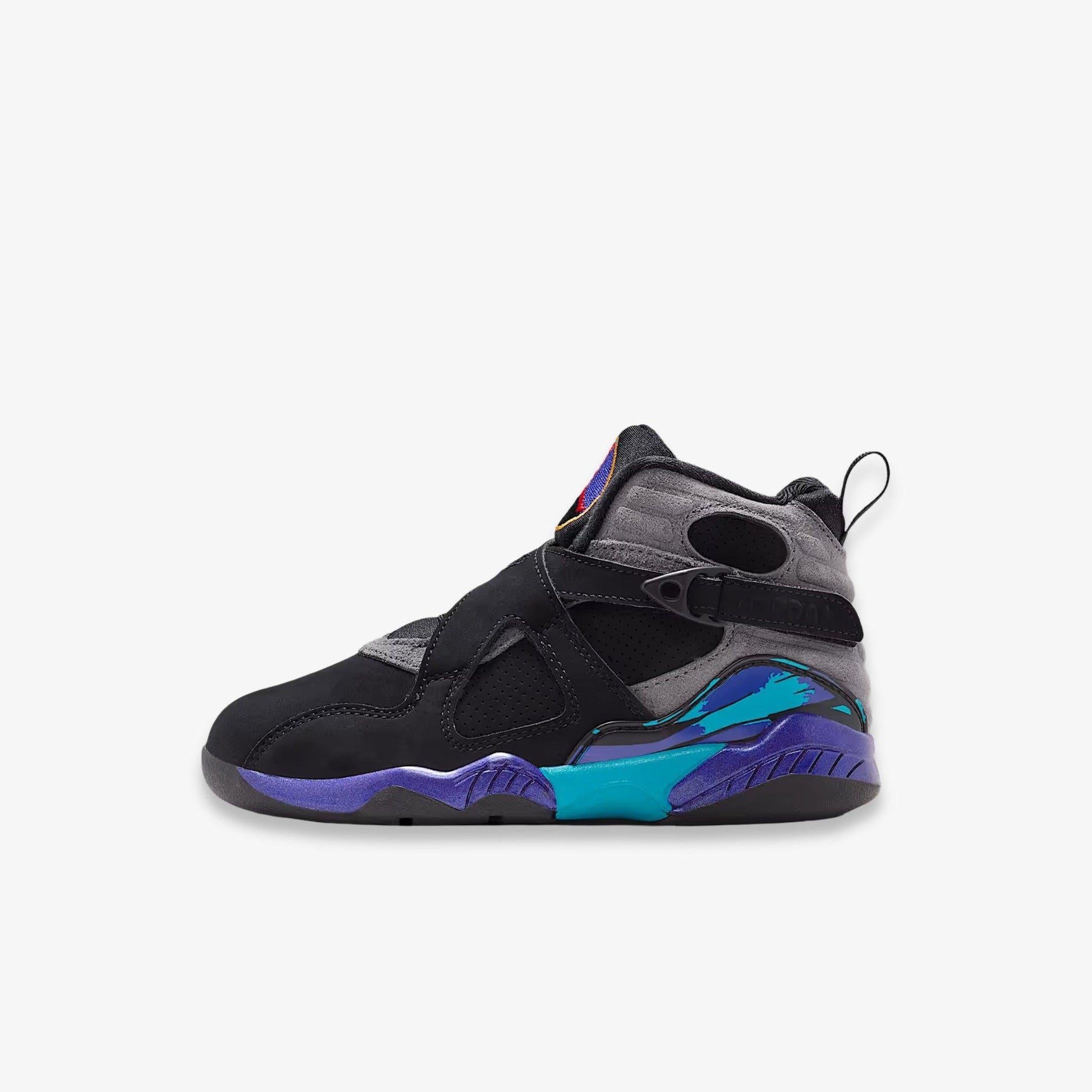 Air Jordan 8 Retro 'Aqua' (2025) (PS) [305369-006] Athletic Basketball Sports Sneakers in Black / True Red - Flint Grey - Bright Concord for Unisex Little Kids Pre-School Boys Girls - AVBL MRKT (2)