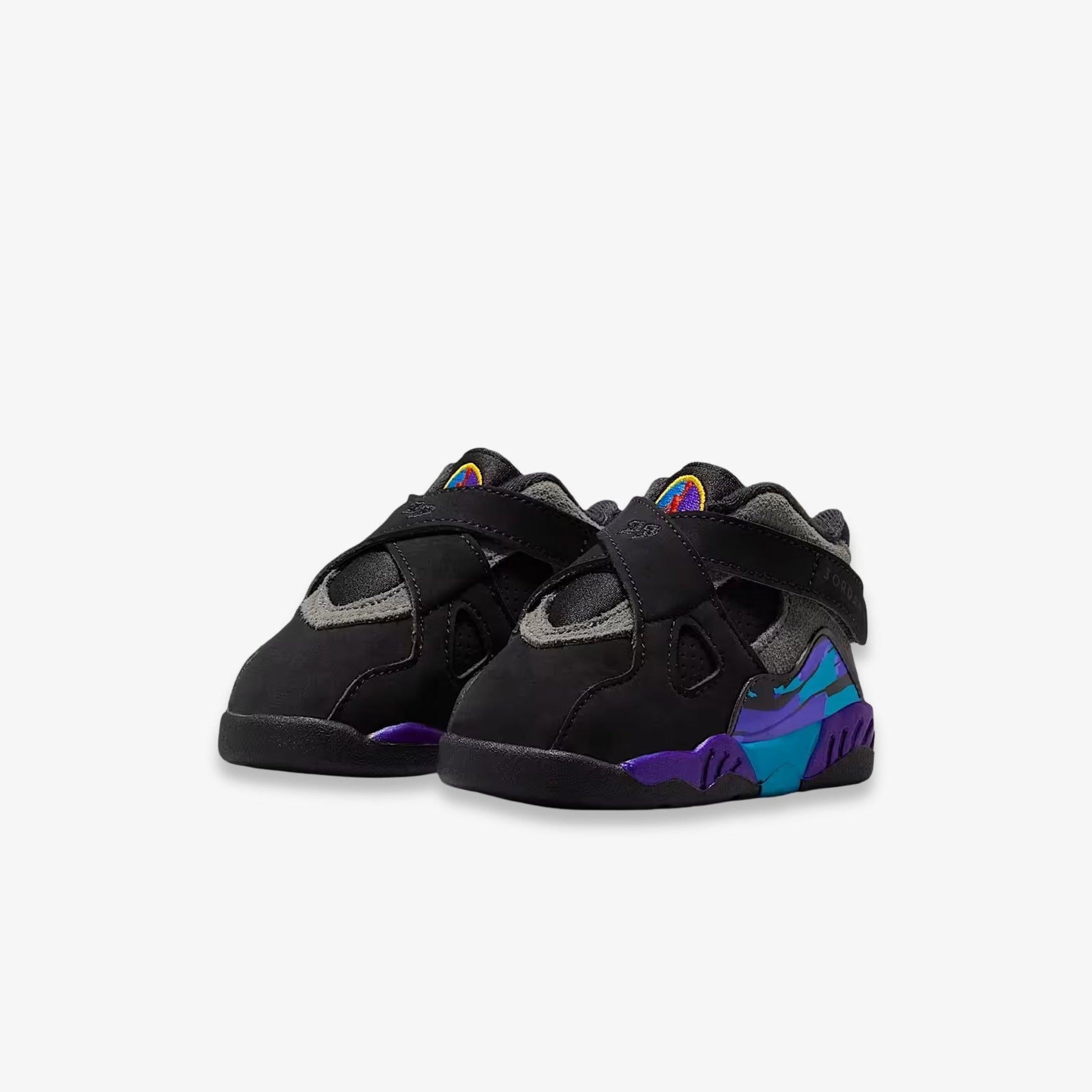 Air Jordan 8 Retro 'Aqua' (2025) (TD) [305360-006] Athletic Basketball Sports Sneakers in Black / True Red - Flint Grey - Bright Concord for Unisex Baby Infant Toddler - AVBL MRKT (1)