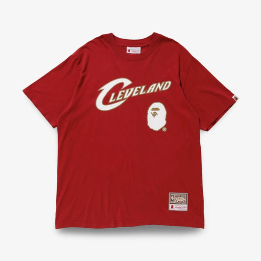 BAPE / A Bathing Ape x Mitchell and Ness x NBA 'Cavs / Cleveland Cavaliers' Tee Burgundy (FW18) [1E73109908] Casual Fashion T-Shirt Top for Unisex Adult Mens Hypebeast - AVBL MRKT (1)