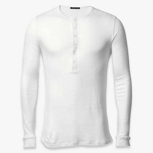 Balmain x H&M Linen Henley Long Sleeve Shirt White (FW15) - AVBL MRKT (1)