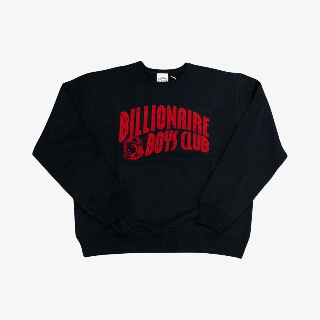 Billionaire Boys Club 'Flocked Print' Crewneck Sweatshirt Black / Red (Flagship Exclusive) - AVBL MRKT (1)